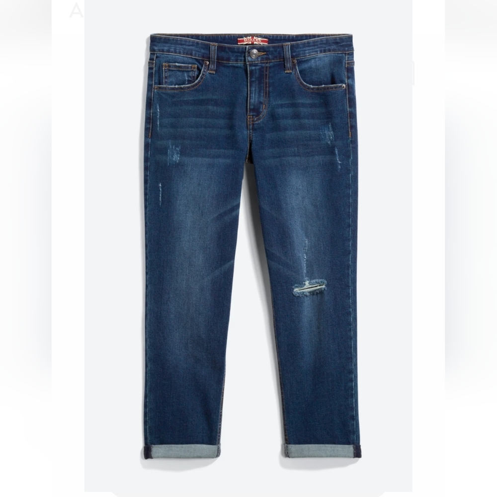 MAKERS Alya Distressed Girlfriend Jean - Indigo Size 4 / 27 (NWOT)